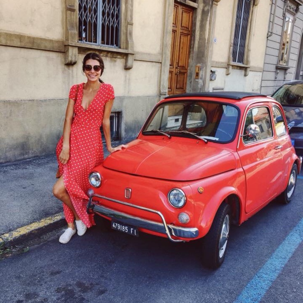 Low cut red maxi dress